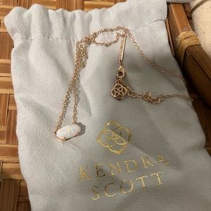 Elisa Gold Pendant Necklace in White Kyocera Opal